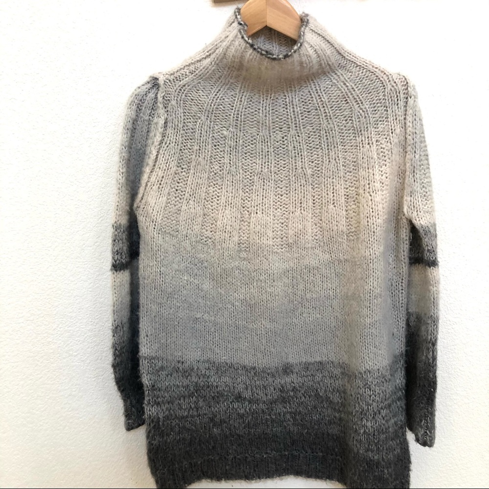 by Anthropologie Sweater HighNeck Ivory Gray XS